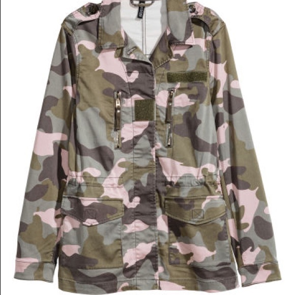 H&M Jackets & Blazers - Camo Army Jacket with Detail and Zippers